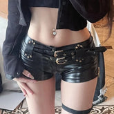 Y2K Vintage Low-Waist PU Shorts