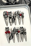 Gothic Black Red Rose Press On Nails