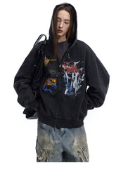 Street Style Graffiti Zip-Up Hoodie