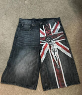 Street Cross Distressed Denim Shorts