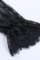 Lace Patchwork Long Sleeve Ruffled Mini Dress