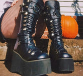 Punk Goth Lace-up Zip Gothic Thigh High Winter Boot