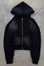 Distressed Studded Sleeve Zip Hoodies