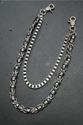 Skull Pendant Fabric Patchwork Waist Chain
