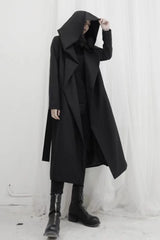 Gothic Punk Hooded Lace-up Trench Coat