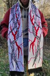 Y2K Goth Luminous Knitted Black Tassel Anime Shackles Scarf