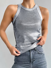Futuristic Silver Slim Knit Tank Top