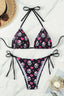 Emo Style Lace-Up Skull Print Swimwear