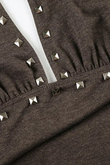 Dark Vintage Halter Backless Rivet Mini Dress