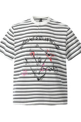 Grunge Music Graphic Striped Short Sleeve T-shirt