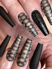 Punk Snake Pattern Extra Long Fake Nails