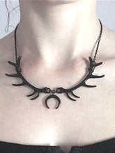 Gothic Black Horn Crescent Antler Necklace