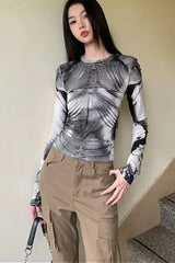 Cyberpunk Slim Long Sleeve Print T-Shirt