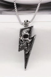 Lightning Skull Pendant Necklace