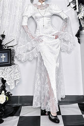 Gothic Lace Jacquard Maxi Dress