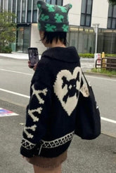 Vintage Punk Skull Thick Knit Women's Sweater