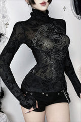 Gothic Flocked Rhinestone T-Shirt