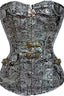 Gothic Printed Silver Steel Buckle Corset