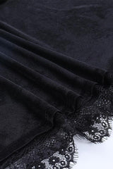 Lace Patchwork Long Sleeve Ruffled Mini Dress