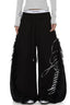 Fringed Side Script Wide Pants