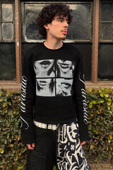 Gothic Punk 3D Print Long Sleeve Knit Top