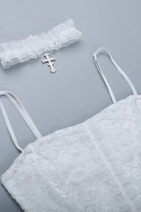 Goth Sweet Lace Eyelet Crop Tank Top