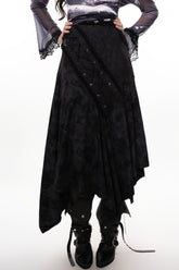 Dark Punk Heavy-Duty Paneled Denim Skirt