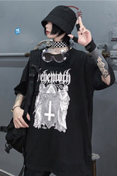 Gothic Retro Graphic Print Oversized T-Shirt