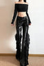 High Waisted Mesh Panel Faux Leather Pants