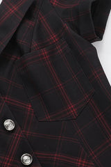 Goth Dark Plaid Short Sleeve Mini Dress