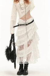 Y2K Retro Lace Tiered Ruffle Mini Skirt
