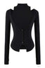 Layered High Neck Button Cardigans