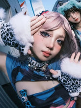 Thicken Fur Leopard Fingerless Gloves