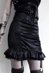 Gothic Bandage Patchwork Mini Skirt