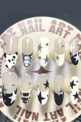 Y2K Croc Print Star Graffiti Press On Nails