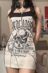 Gothic Skull Patchwork Slim Fit Mini Dress