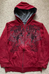 Gothic Printed Fur Collar Oversized Hoodie