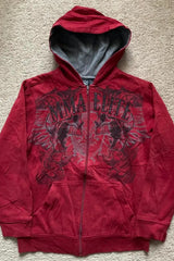 Gothic Printed Fur Collar Oversized Hoodie