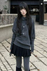 Y2k Vintage Batwing Sleeve Slim Solid Knit Top