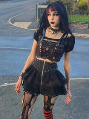 Punk Gothic Black Mini Skirt
