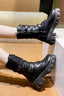 Lace-Up Buckle Mid-Calf Combat Boots