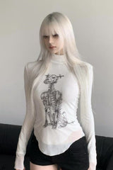 Skull Dog High Neck Slim T-Shirt