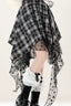 Black Plaid Lace Asymmetrical Mini Skirt