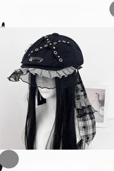Punk Spice Y2K Lace Long Streamer Beret Hat