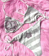 Y2K Floral Rhinestone Halter Swimwear