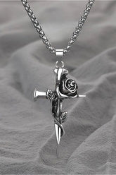 Vintage Cross Rose Necklace