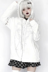 Harajuku Cross Lace-up Splicing Hoodie