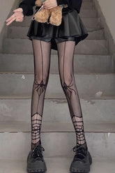 Gothic Spider Cutout Fishnet Slimming Tights