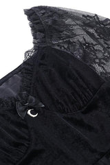 Lace Patchwork Long Sleeve Ruffled Mini Dress