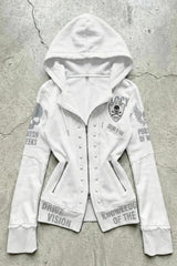Gothic Studded Slim Zip Up Hoodie